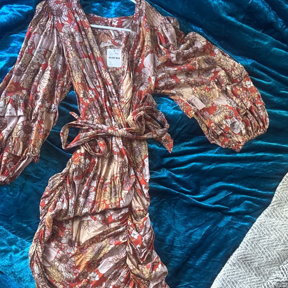 Free People Rust & Cream Floral Dress